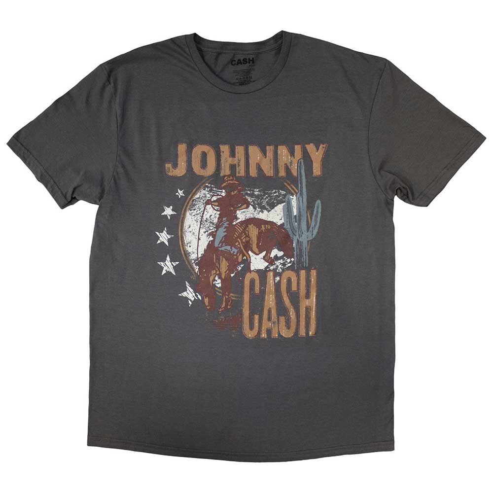Johnny Cash Unisex T-Shirt: Cowboy (Charcoal Grey)