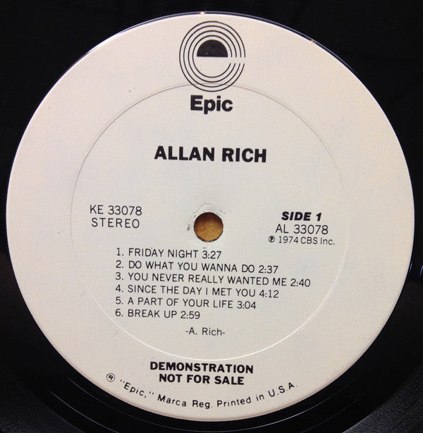 Allan Rich (2) : Allan Rich (LP, Album, Promo)