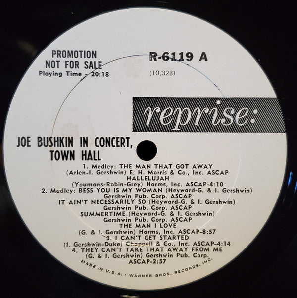 Joe Bushkin : In Concert, Town Hall (LP, Album, Mono, Promo)