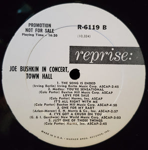 Joe Bushkin : In Concert, Town Hall (LP, Album, Mono, Promo)