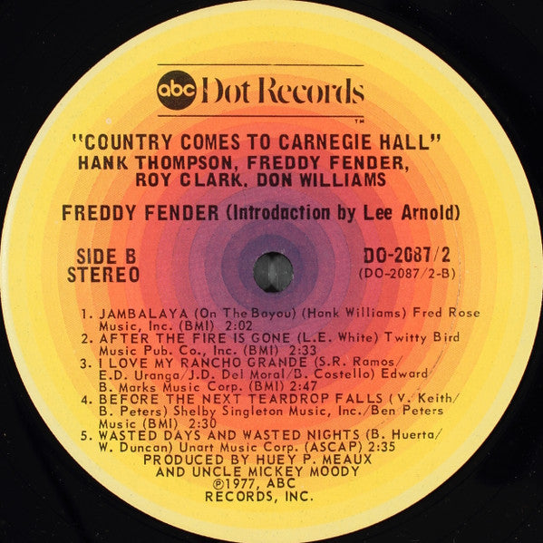 James M. Nederlander & Jim Halsey Present Roy Clark, Freddy Fender (2), Hank Thompson, Don Williams (2) : Country Comes To Carnegie Hall (2xLP, Album, Club, San)