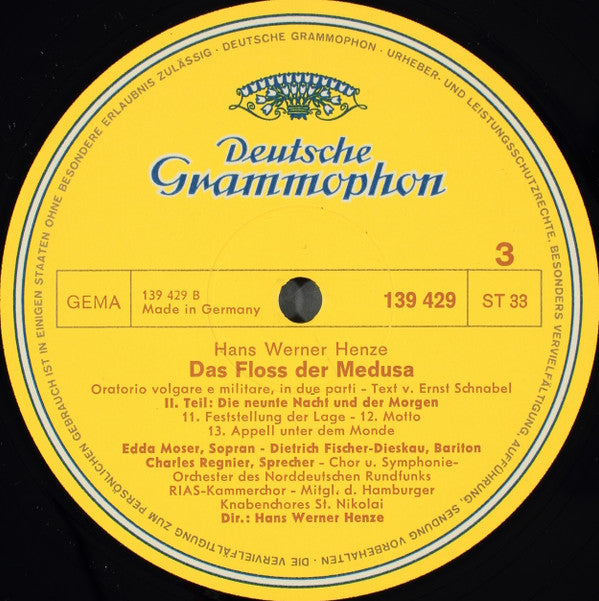 Hans Werner Henze / Edda Moser, Dietrich Fischer-Dieskau : The Raft Of The Frigate "Medusa" (2xLP, Album)