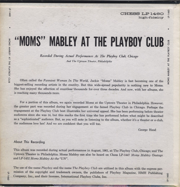 Moms Mabley : Moms Mabley At The Playboy Club (LP, Mono)