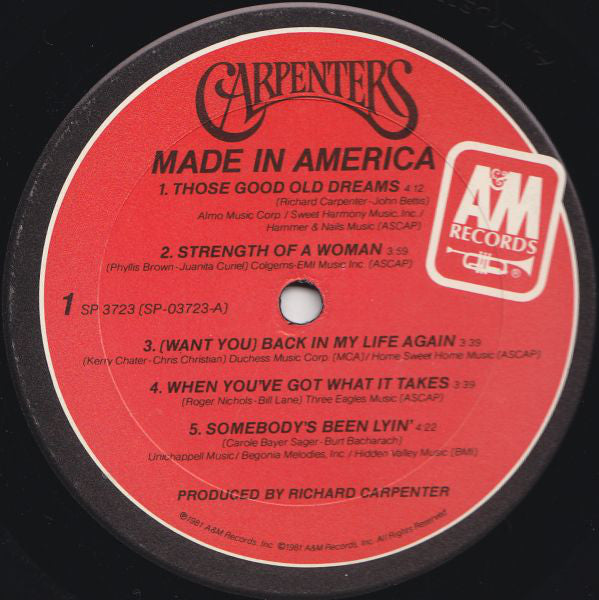 Carpenters : Made In America (LP, Album, Ter)