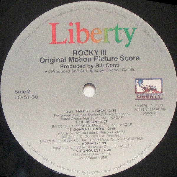 Bill Conti : Rocky III - Original Motion Picture Score (LP, Album, RP, Win)