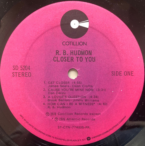 R.B. Hudmon : Closer To You (LP, Album, PR )