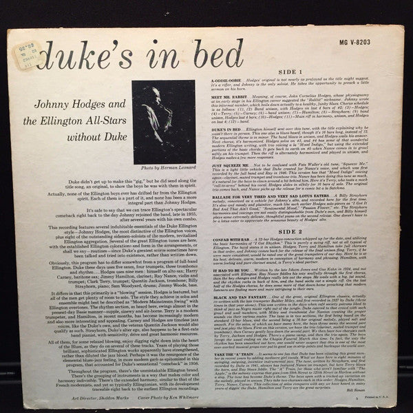 Johnny Hodges : Duke's In Bed (LP, Mono)