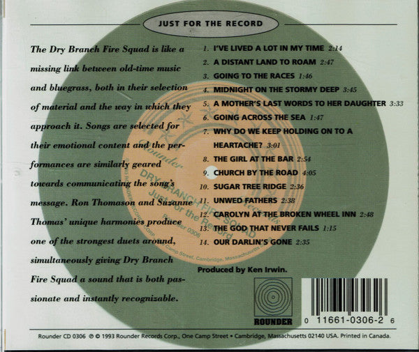 Dry Branch Fire Squad : Just For The Record (CD, Album)