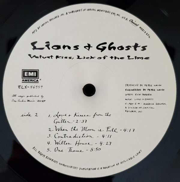 Lions & Ghosts : Velvet Kiss, Lick Of The Lime (LP, Album, All)