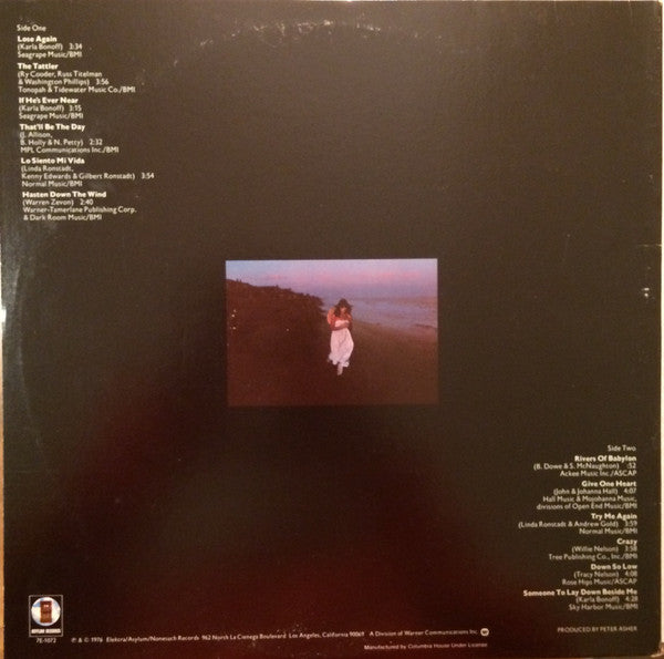 Linda Ronstadt : Hasten Down The Wind (LP, Album, PRC)