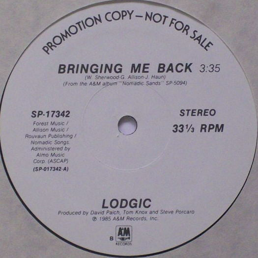 Lodgic : Bringing Me Back (12", Single, Promo)