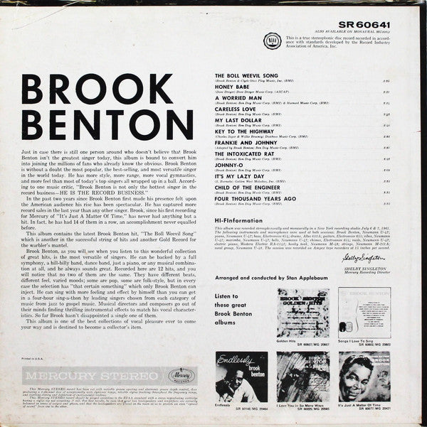 Brook Benton : The Boll Weevil Song And 11 Other Great Hits (LP, Album)