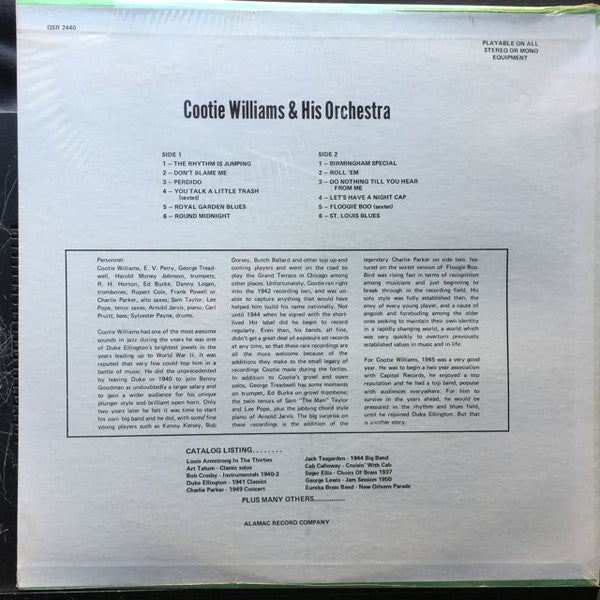 Cootie Williams & His Orchestra* :  Cootie Williams & His Orchestra (LP, Album, Mono, Unofficial, Rad)