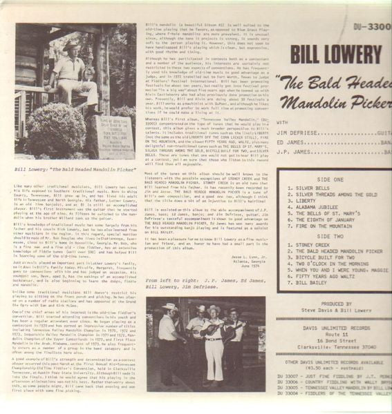 Bill Lowery (4) : The Bald Headed Mandolin Picker (LP, Album)