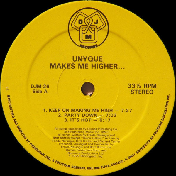 Unyque : Makes Me Higher... (LP, Album)