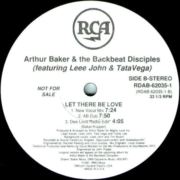 Arthur Baker And The Backbeat Disciples : Let There Be Love (12", Promo)