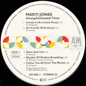 Marti Jones : Unsophisticated Time (LP, Album)