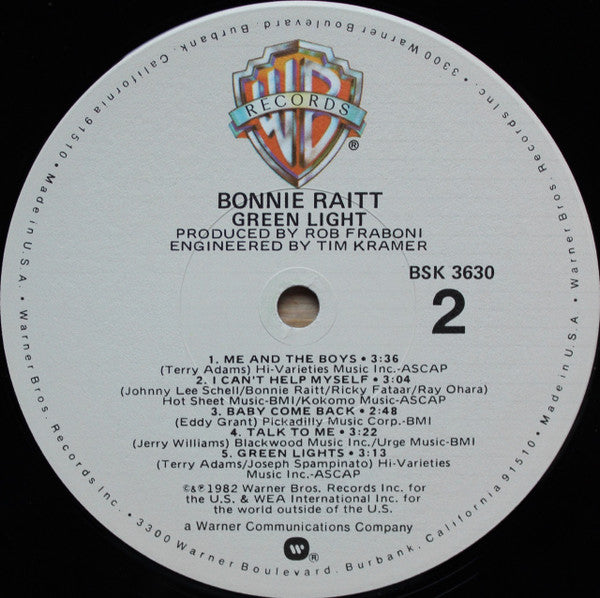 Bonnie Raitt : Green Light (LP, Album, Win)