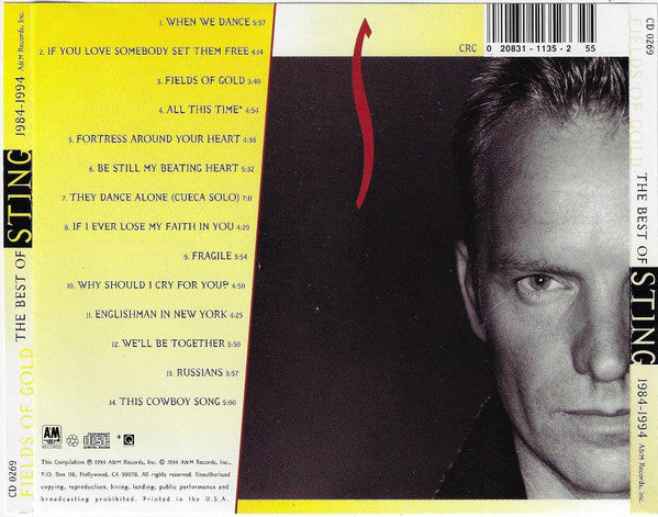 Sting : Fields Of Gold: The Best Of Sting 1984 - 1994 (CD, Comp, Club, RM)