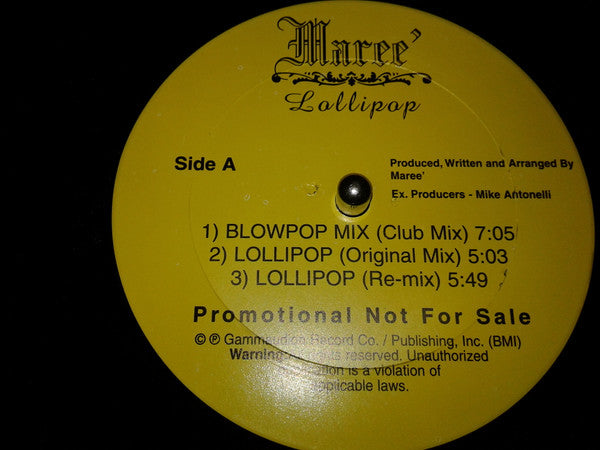 Maree'* : Lollipop (12", Promo)