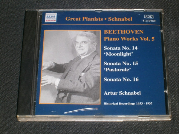 Artur Schnabel, Ludwig van Beethoven : Beethoven Piano Works Vol. 5: Sonata No. 14 'Moonlight', Sonata No. 15 'Pastorale', Sonata No. 16 (CD, Album, Comp, Mono, RM)