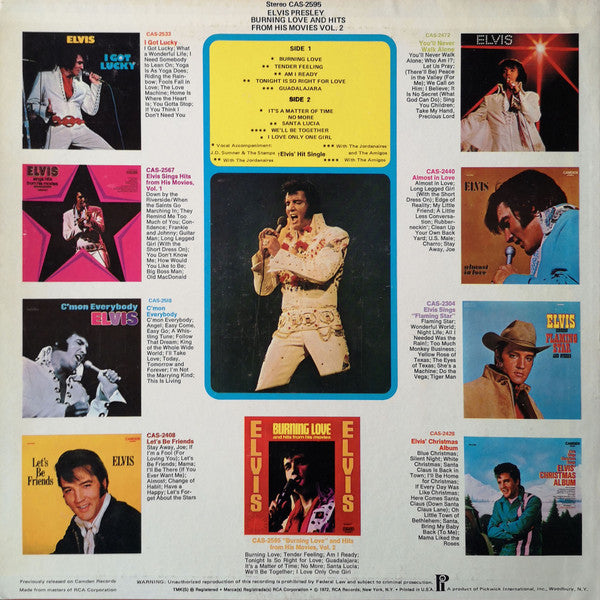 Elvis Presley : Burning Love And Hits From His Movies Vol. 2 (LP, Comp)