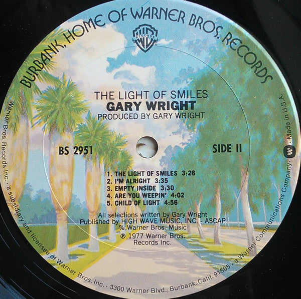 Gary Wright : The Light Of Smiles (LP, Album, Pit)