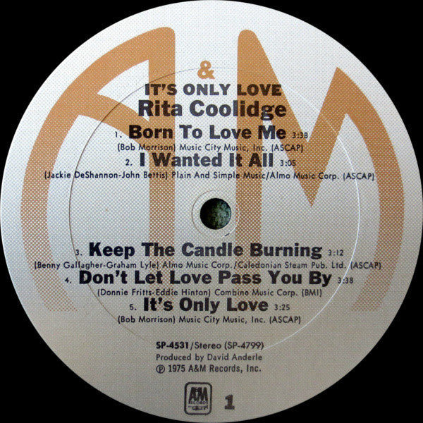 Rita Coolidge : It's Only Love (LP, Album, Pit)