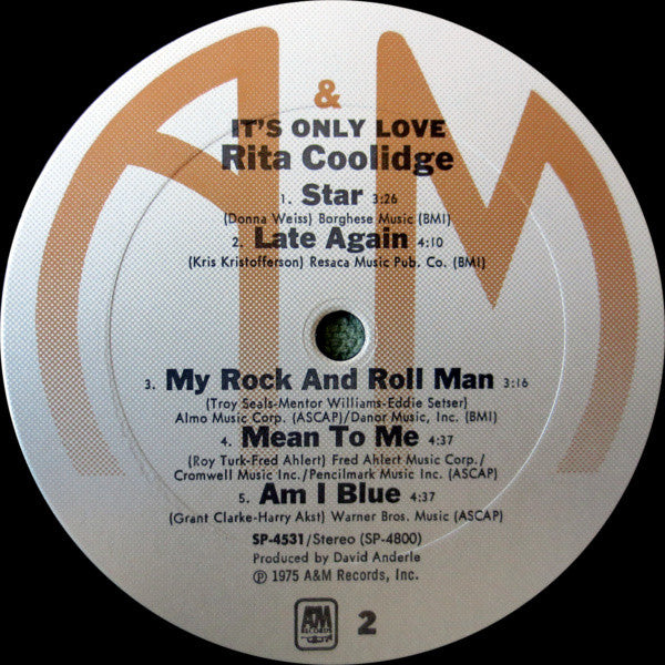 Rita Coolidge : It's Only Love (LP, Album, Pit)