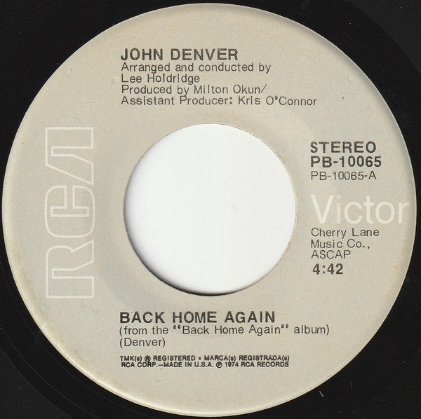 John Denver : Back Home Again (7", Ind)