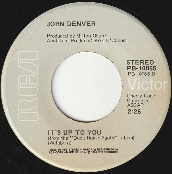John Denver : Back Home Again (7", Ind)
