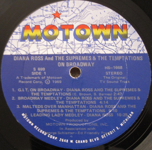 Diana Ross And The Supremes* & The Temptations : On Broadway (Original TV Sound Track) (LP, Album, RM, Gat)
