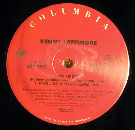 Kenny Lattimore : Days Like This (Remixes) (12", Promo)