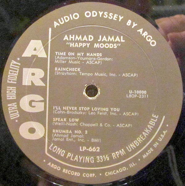 Ahmad Jamal : Happy Moods (LP, Album, Mono)