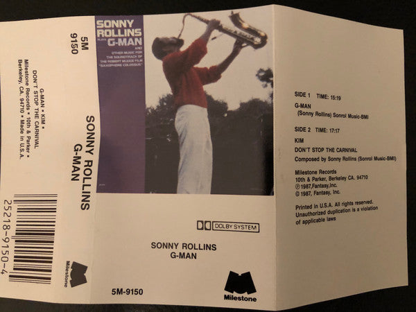 Sonny Rollins : Sonny Rollins Plays G-Man And Other Music For The Soundtrack Of The Robert Mugge Film "Saxophone Colossus" (Cass)