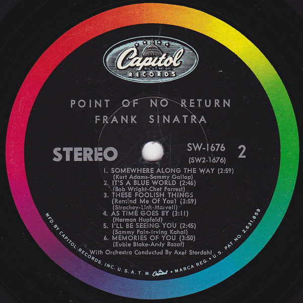 Frank Sinatra : Point Of No Return (LP, Album, Scr)