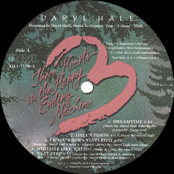 Daryl Hall : Three Hearts In The Happy Ending Machine (LP, Album, Ind)