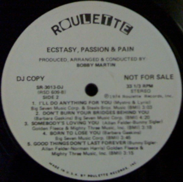 Ecstasy, Passion & Pain : Ecstasy, Passion & Pain (LP, Album, Promo)