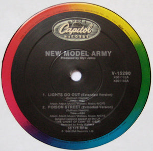 New Model Army : Lights Go Out And Poison Street (Extended Mixes) (12", Single)