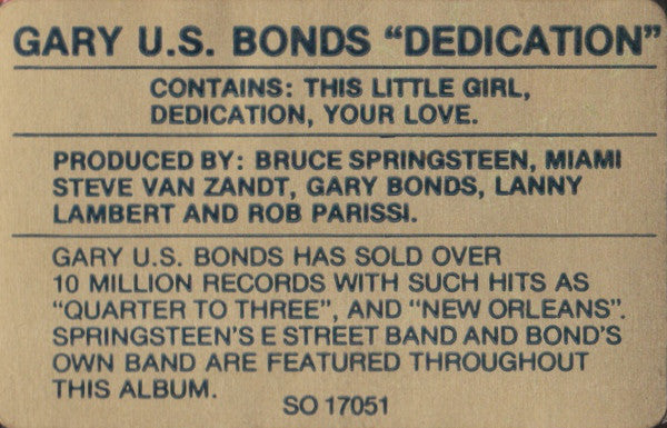 Gary U.S. Bonds : Dedication (LP, Album)