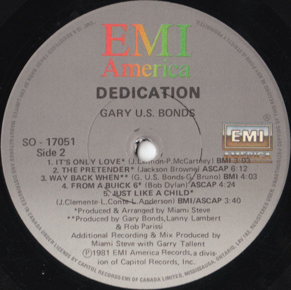 Gary U.S. Bonds : Dedication (LP, Album)