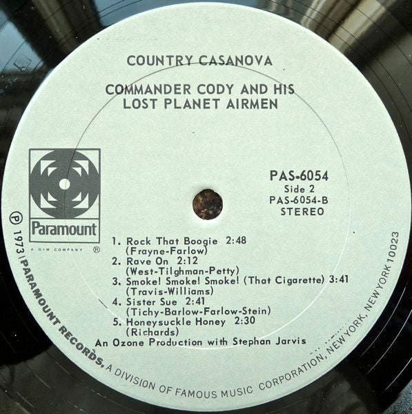 Commander Cody And His Lost Planet Airmen : Country Casanova (LP, Album)