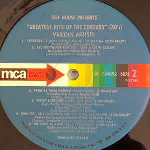 Various : Greatest Hits of the Century (30’s)  (LP, Comp)