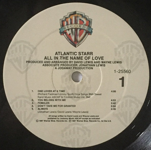 Atlantic Starr : All In The Name Of Love (LP, Album, Spe)