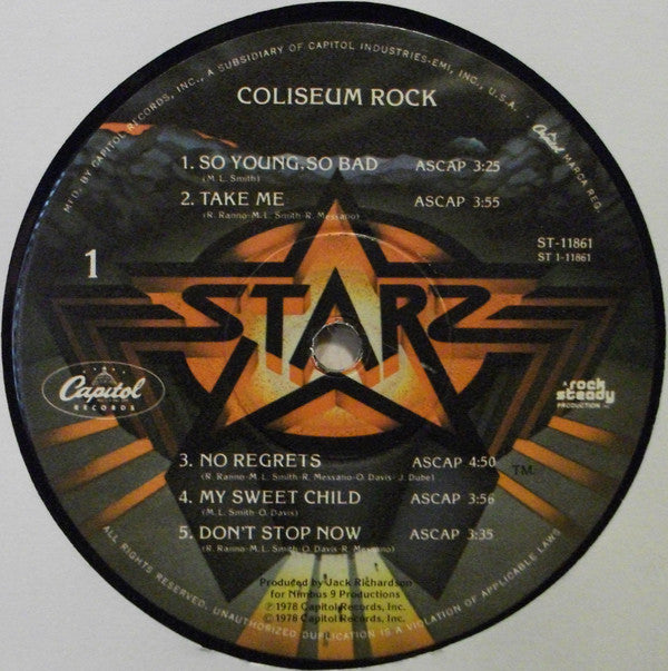 Starz (2) : Coliseum Rock (LP, Album, Win)