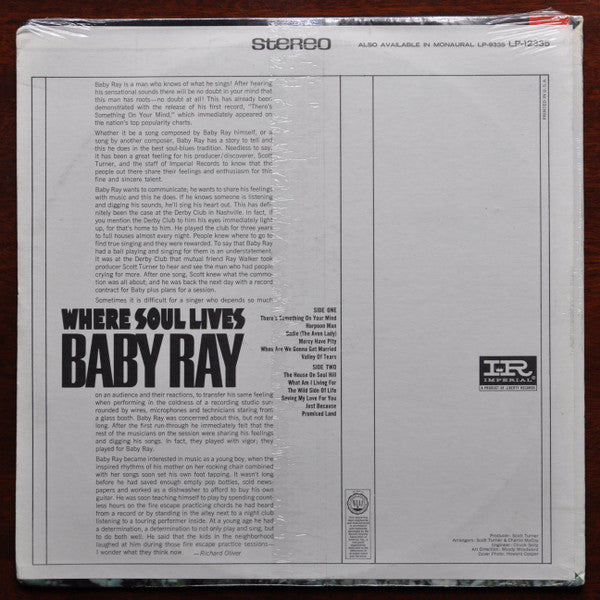 Baby Ray (2) : Where Soul Lives (LP, Album)