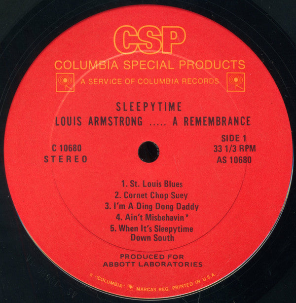 Louis Armstrong : Sleepytime Louis Armstrong . . . A Remembrance (LP, Comp)