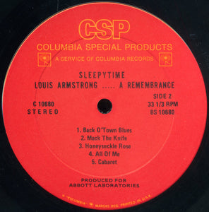 Louis Armstrong : Sleepytime Louis Armstrong . . . A Remembrance (LP, Comp)