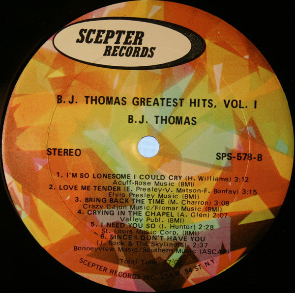 B.J. Thomas : Greatest Hits Volume 1 (LP, Comp)