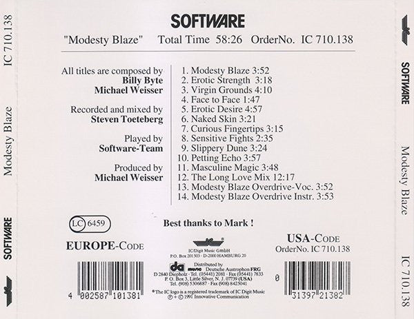 Software : Modesty-Blaze (CD, Album)